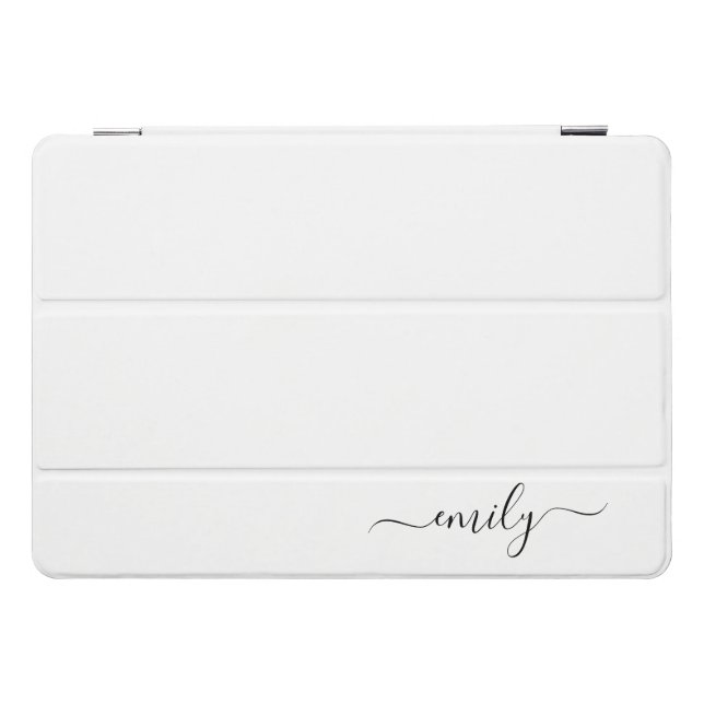 White Black Modern Script Monogram Name iPad Pro Cover (Horizontal)