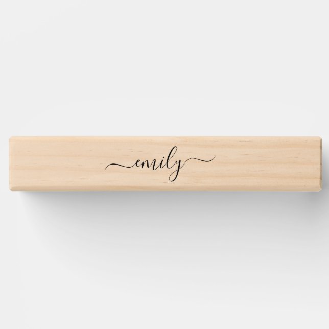 White Black Modern Script Monogram Name Topple Tower (Front)