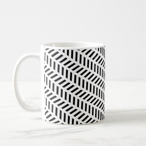 White Black Monochrome Geometric Minimal Swiss Coffee Mug