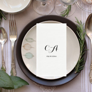 White black monogram birthday paper guest towels