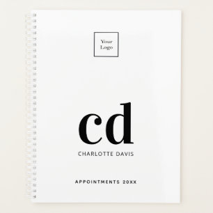 White black monogram initials business logo 2026 planner
