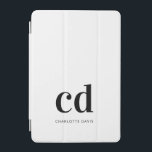White black monogram initials elegant modern iPad mini cover<br><div class="desc">A stylish white background,  and black text. Personalize and add your monogram initials and a name.  For both him and her. Minimalist and modern!</div>