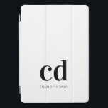White black monogram initials elegant modern iPad pro cover<br><div class="desc">A stylish white background,  and black text. Personalize and add your monogram initials and a name.  For both him and her. Minimalist and modern!</div>