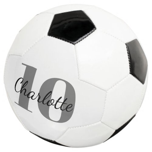 White black monogram initials name number soccer ball
