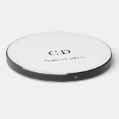 White black monogram initials name wireless charger  (Front 2)