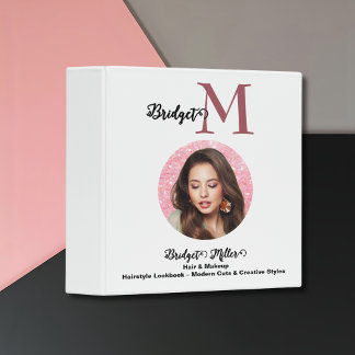 white black Monogram photo Hairstyle Lookbook 3 Ring Binder