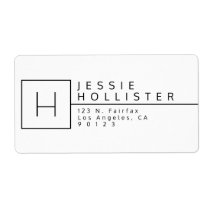 White & Black Monogrammed Return Address Label White & Black Monogrammed Return Address Label