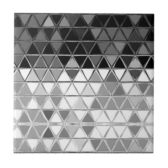 White & Black Mosaic Triangle Design Ceramic Tile (Front)