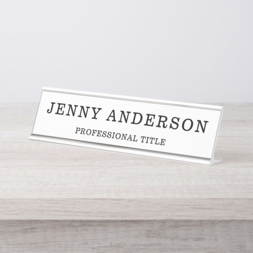  White Black Name and Title Desk Name Plate