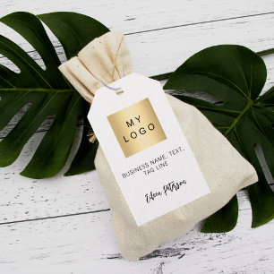 White black name signature business logo hang tag