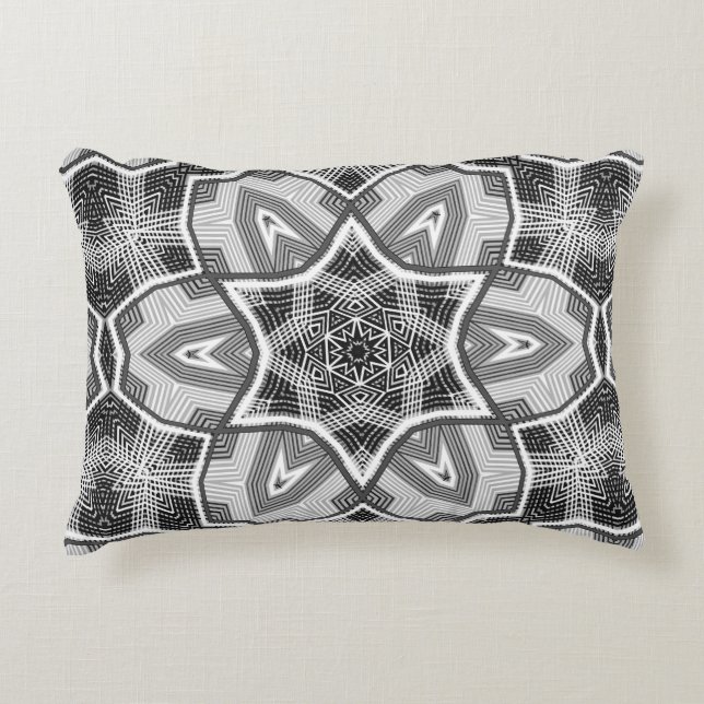 White-black openwork geometric pattern accent pillow (Front)