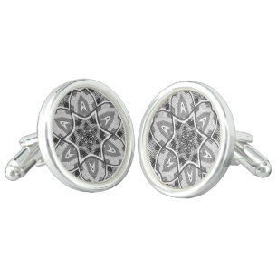 White-black openwork geometric pattern cufflinks