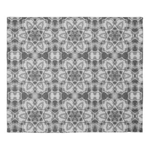 White-black openwork geometric pattern duvet cover