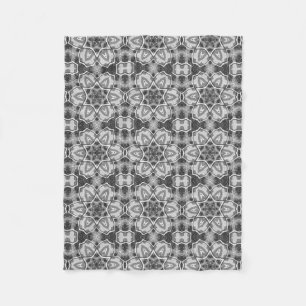 White-black openwork geometric pattern fleece blanket