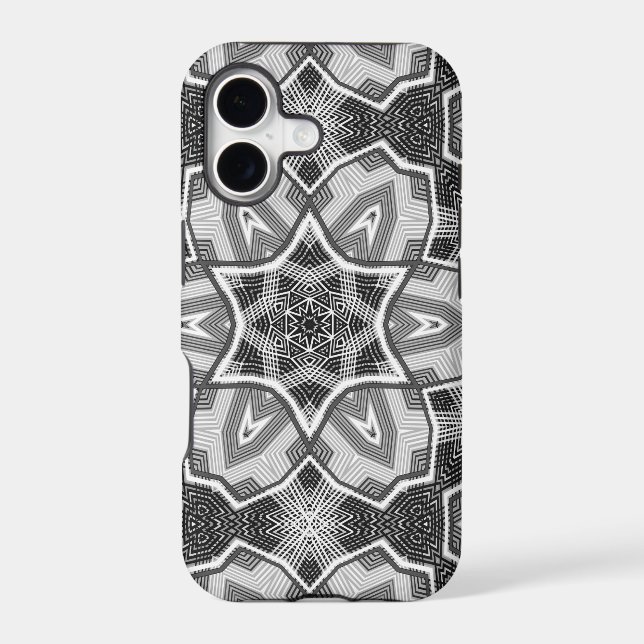 White-black openwork geometric pattern iphone case (Back)