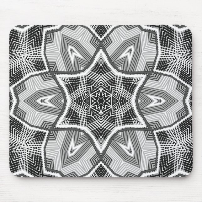 White-black openwork geometric pattern mouse pad (Front)