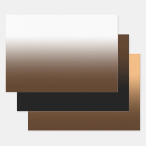 White Black Orange and Brown Ombre Mix Wrapping Paper Sheets