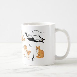 White Black Orange Playful Cats Coffee Mug