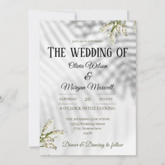 White & Black Organic Wedding Invitation