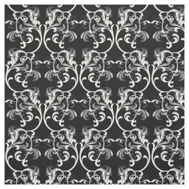 Black and White Damask Fabric Zazzle