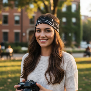 White & Black Pattern Personalized Banda Bandana