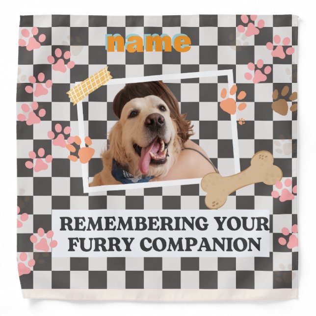 white black  personalised name Bandana (Front)