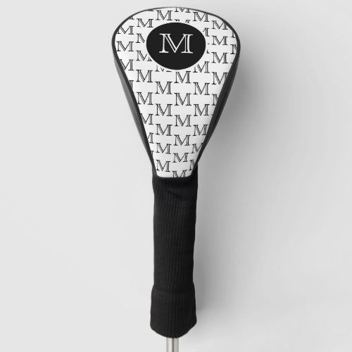 White  Black Personalized Custom Monogram Pattern Golf Head Cover