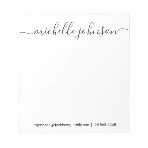  White Black Personalized Name  From The Desk Of  Notepad