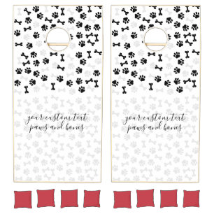 White Black Pet Dog Cat Bone Paws funny Cornhole Set