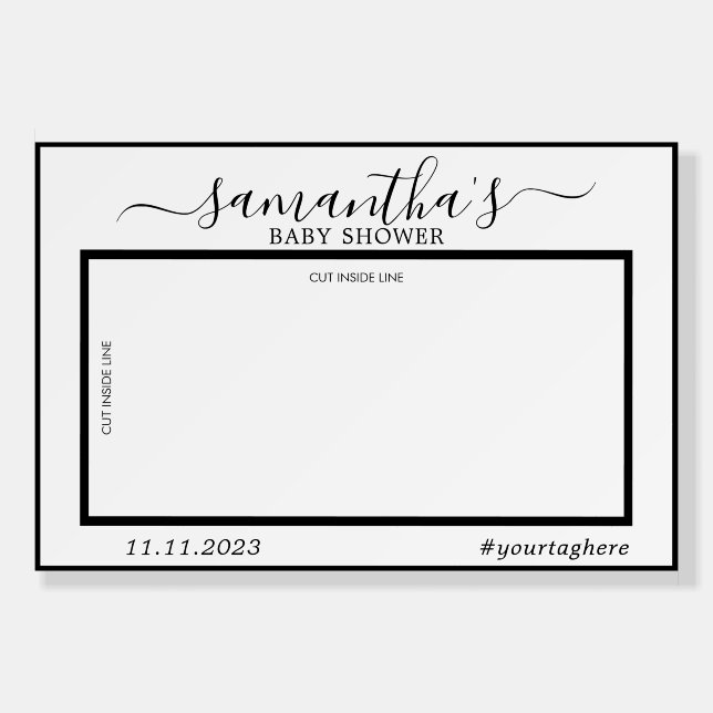 White Black Photo Booth Selfie Frame baby shower Foam Board (Front)