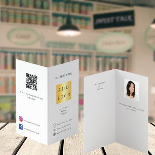 White black photo logo QR code business brochure