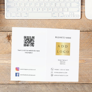 White black photo logo QR code business Brochure