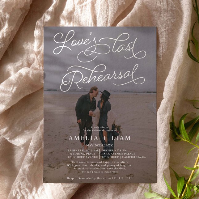 White black photo Love last rehearsal dinner Invitation (Creator Uploaded)
