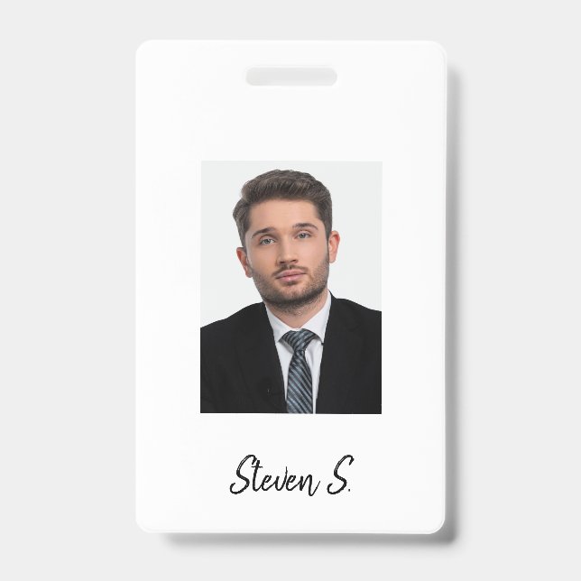 White black photo name minimalist badge (Front)