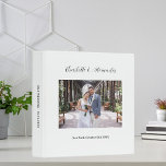 White black photo simple wedding album 3 ring binder<br><div class="desc">A stylish,  classic white background .  Personalize and add a photo,  your names and wedding date. Black text.
Spine: add your text.</div>