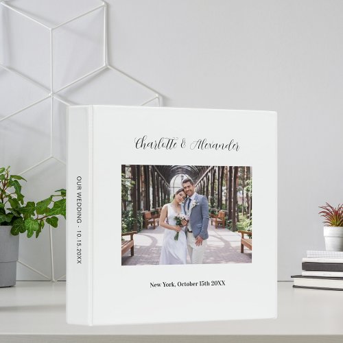 White black photo simple wedding album 3 ring binder