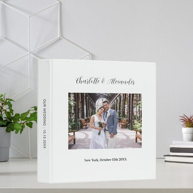 White black photo simple wedding album 3 ring binder (Creator Uploaded)