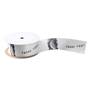 White Black Photographer Thank You! Satin Ribbon