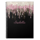 White Black Pink Glitter Drips Personalized Name