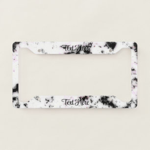 White Black Pink Marble Paint Splash Personalized License Plate Frame