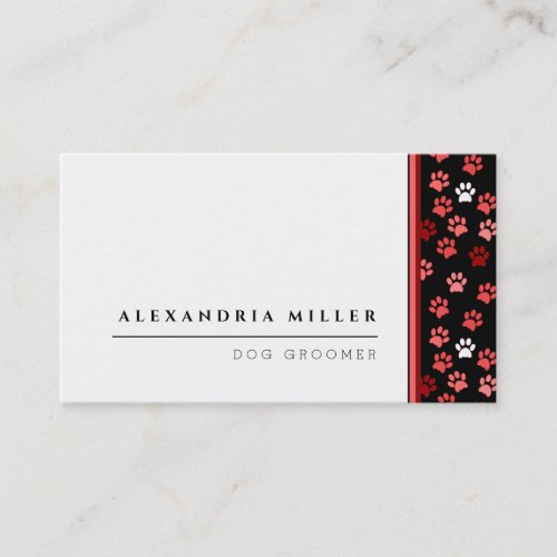 White  Black  Pink  Pet Puppy Dog Paw Prints Business Card