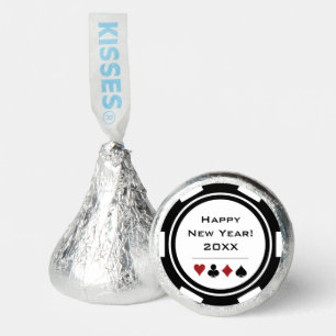 White Black Poker Chip Las Vegas Theme New Year's Hershey®'s Kisses®