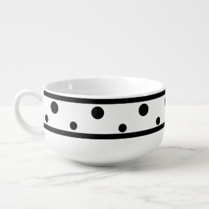 White Black Polka Dots 28 oz. Soup Mug