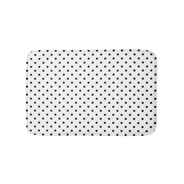 White/Black Polka Dots Bath Mat (Front)