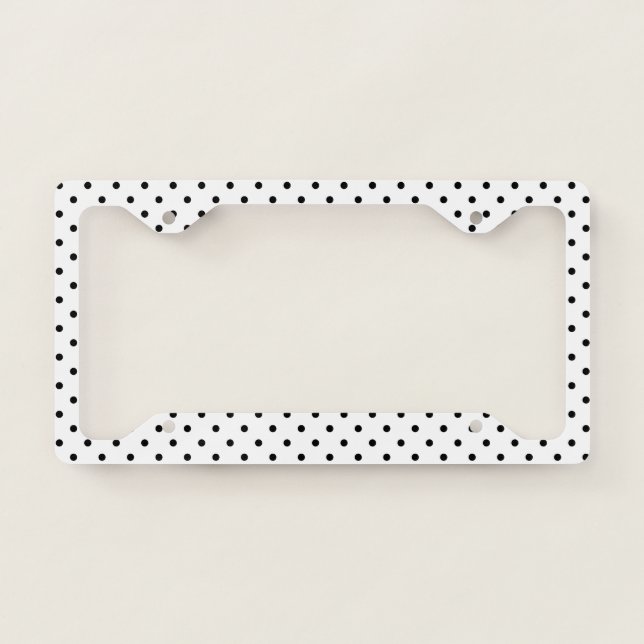 White/Black Polka Dots License Plate Frame (Front)