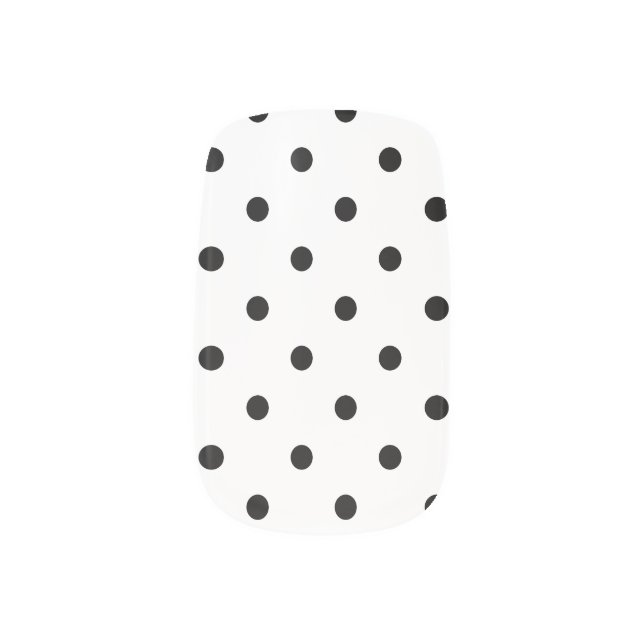 White/Black Polka Dots Minx Nail Art (Left Thumb)