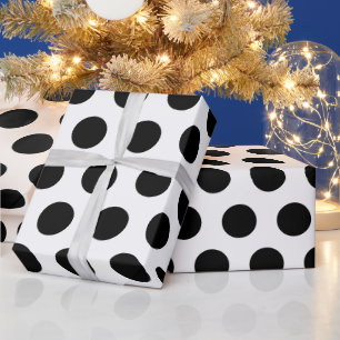 white & Black Polka Dots modern chic Wrapping Paper