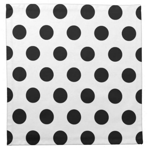 White Black Polka Dots _ Set of 4 Cloth Napkins