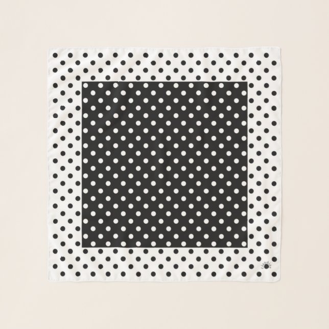 White Black Polka Dots Square Chiffon Scarf (Front)