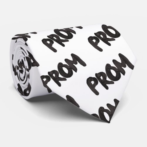 White Black Promposal Prom Neck Tie